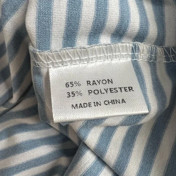 Merokeety blue and white tie waist striped short sleeve dress with pockets M - Picture 7 of 10